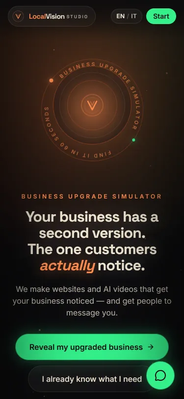 LocalVision Studio: screenshot of the home page, mobile