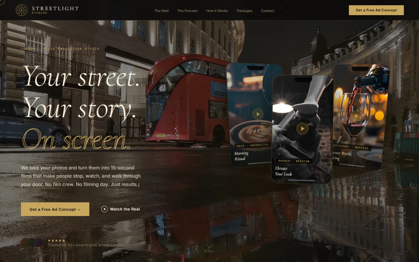 Streetlight Studios: screenshot of the home page